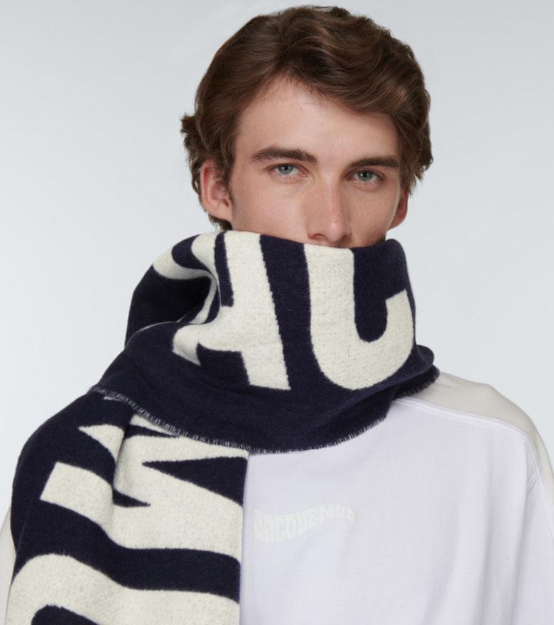 JACQUEMUS Le Chouchou Jacquard Logo Virgin Wool Scarf/Muffler