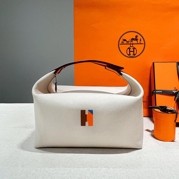 HERMES Mini Bride-a-Brac Case Canvas Pouch Pavillon Naturel