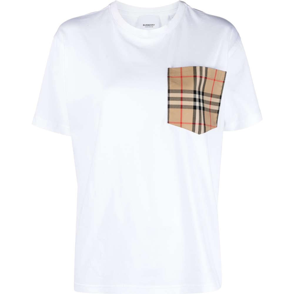 BURBERRY Check Pocket Short Sleeve T-Shirt for Women