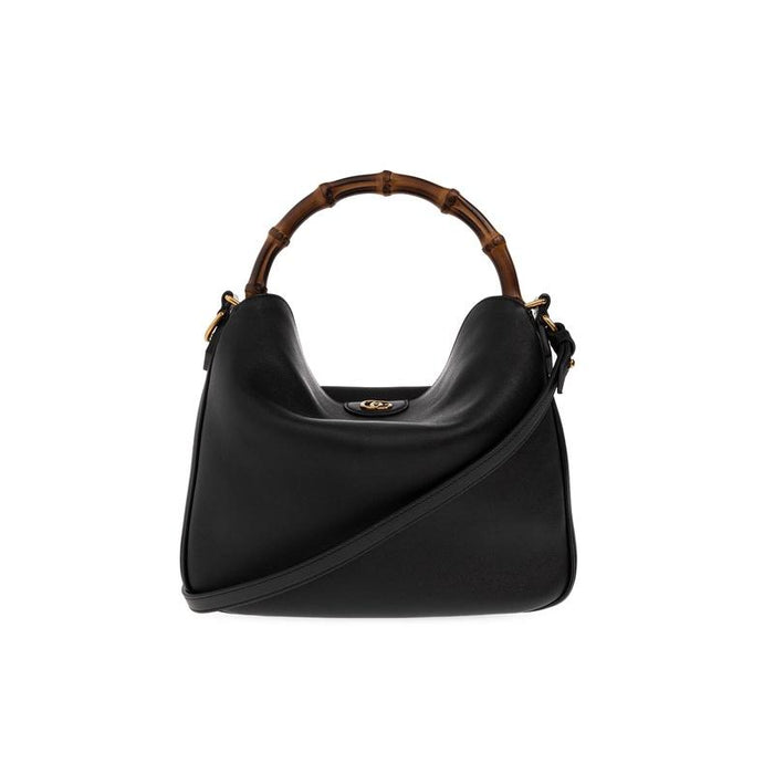 GUCCI Diana Medium Shoulder Bag Black Leather