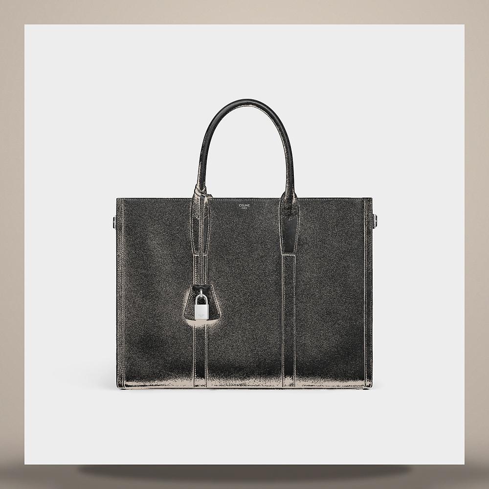 CELINE Medium Mallet Cabas Supple Calfskin Shoulder Bag Black