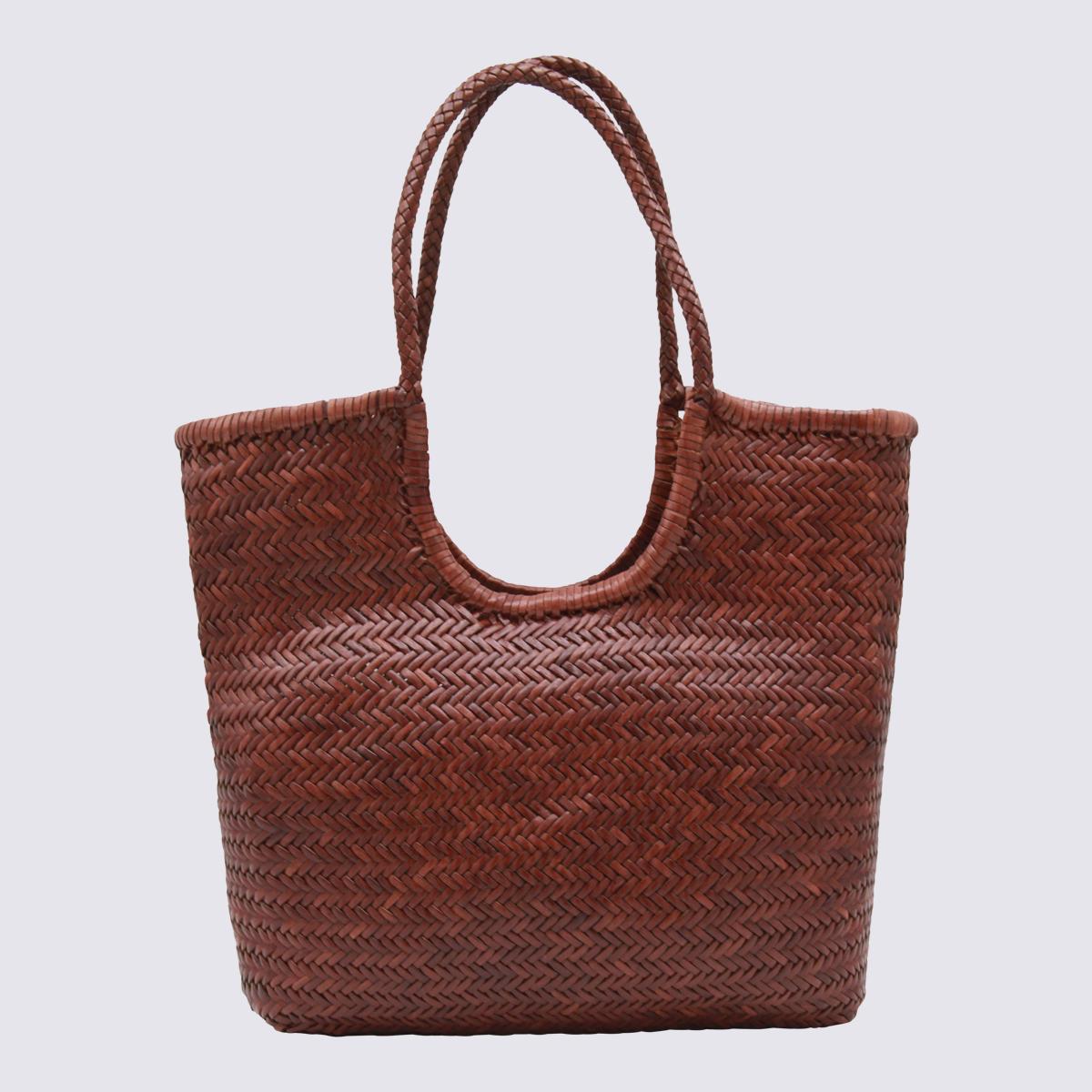 Dragon Diffusion Brown Woven Leather Tote Bag