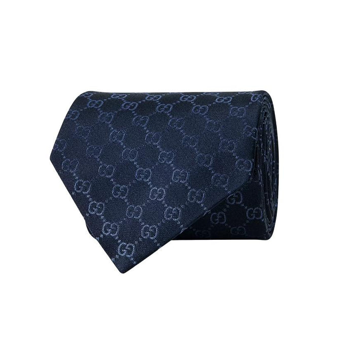GUCCI Navy Pattern Silk Tie 456520 4B002 4168 GG