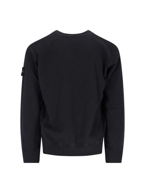 STONE ISLAND Black Cotton Crewneck Sweatshirt for Men