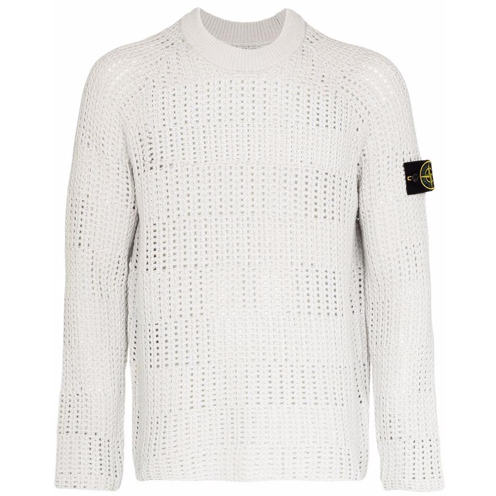 STONE ISLAND Off-White Logo Patch Crewneck Knit Sweater 7615528D3 V0003