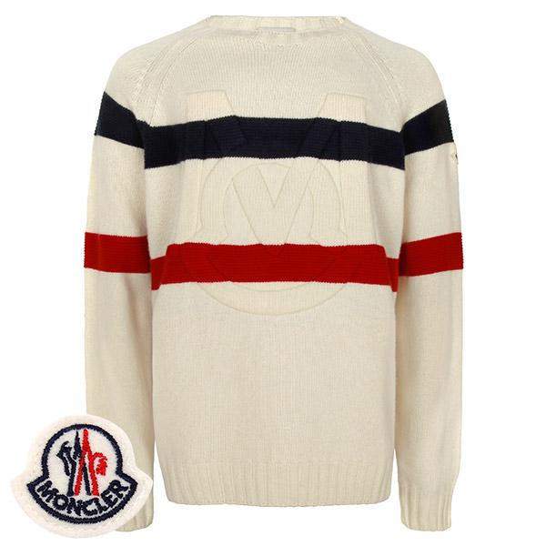 Moncler Ivory Wool Cashmere Crewneck Sweater