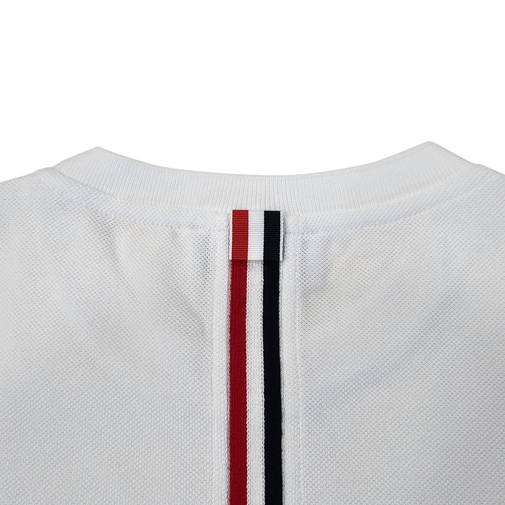 THOM BROWNE White RWB Stripe Back Short Sleeve T-Shirt