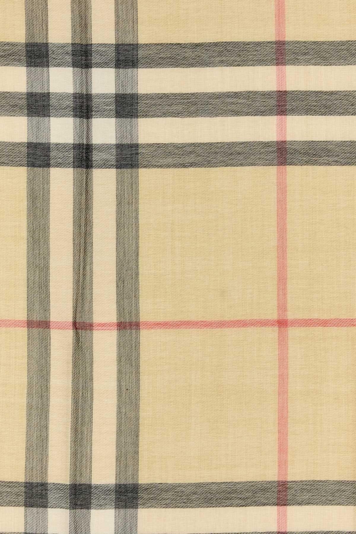 BURBERRY Beige Check Wool Scarf