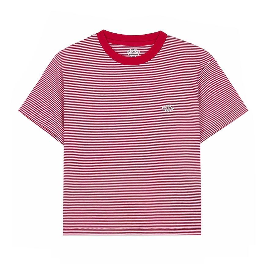 DANTON Women's Short Sleeve Cropped T-Shirt C0408 CVT RED X WHITE