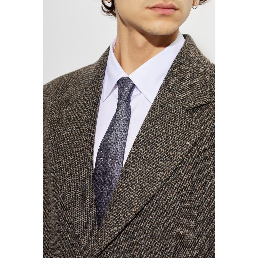 Ferragamo Gancini Print Silk Tie Navy Mens Accessory
