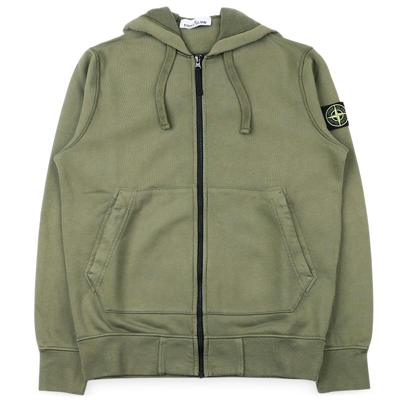 STONE ISLAND Men’s Cotton Fleece Zip Hoodie Jacket with L1S156100061 S0051 V005G