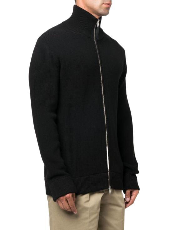 Maison Margiela Black Wool Knit Zip-Up Hoodie