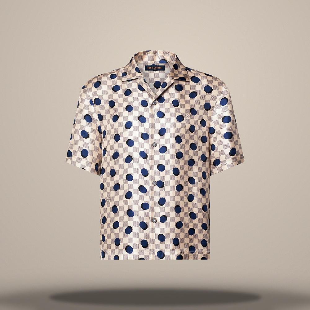 Louis Vuitton Damier Silk Short Sleeve Regular Fit Blouse