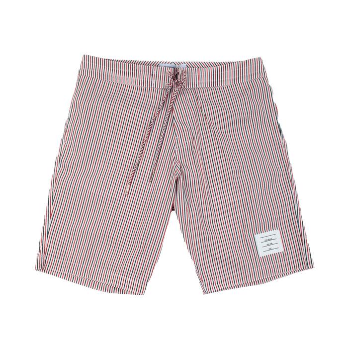 THOM BROWNE Seersucker Board Swim Shorts Navy White