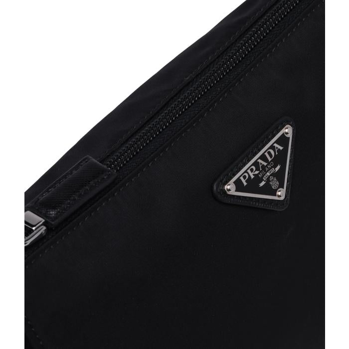 PRADA Re-Nylon Saffiano Leather Strap Pouch Unisex Clutch Bag