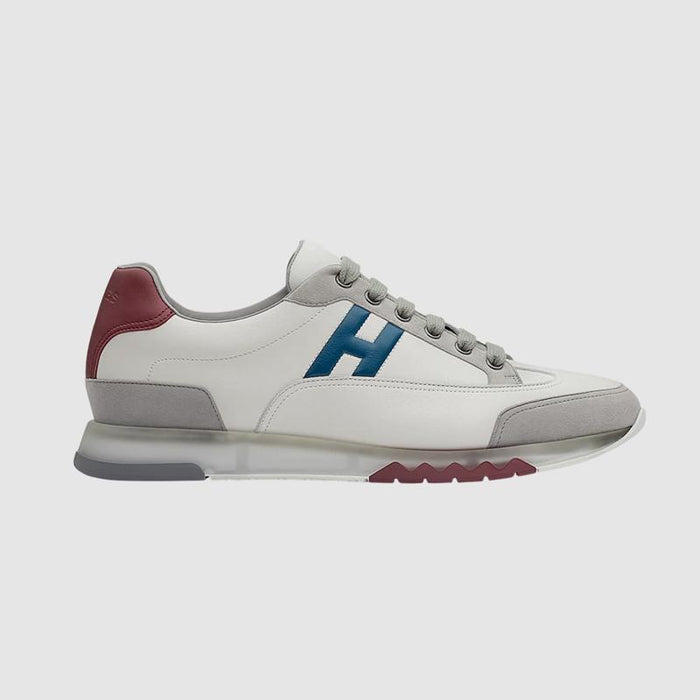 HERMES Trail Sneakers Calfskin Multicolor White Gray Low-Top Men