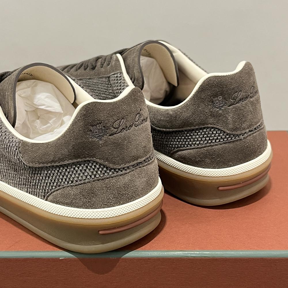 Loro Piana Grey Brown Tennis Walk Low-Top Sneakers Men