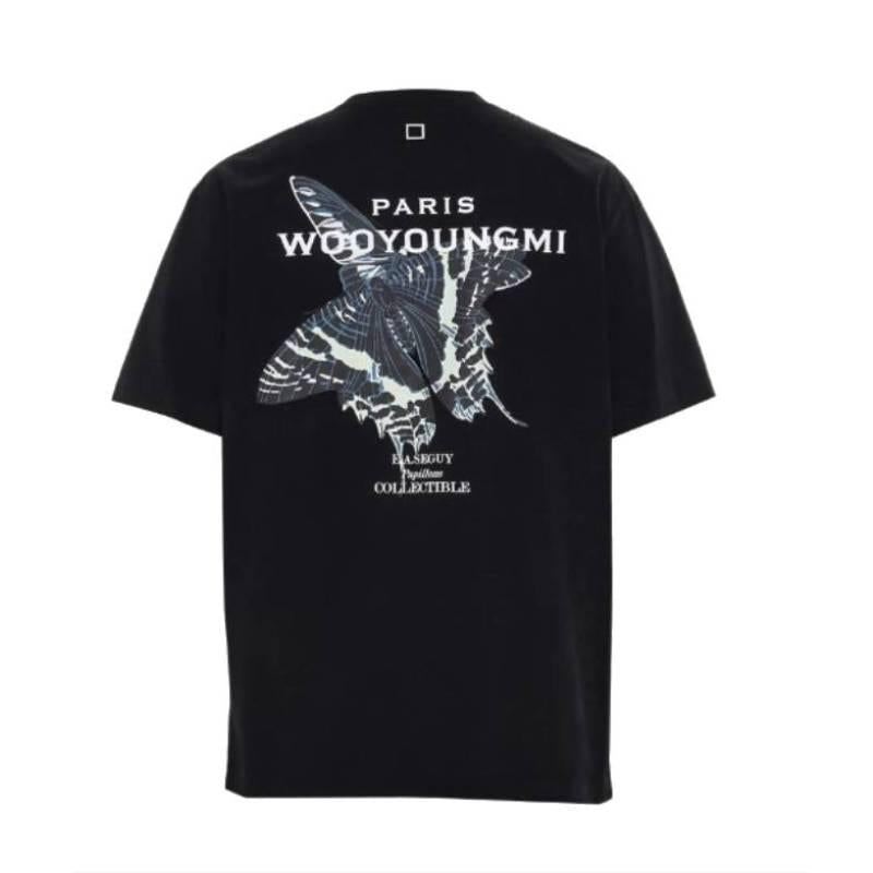 WOOYOUNGMI Black Butterfly Back Logo Short Sleeve T-Shirt