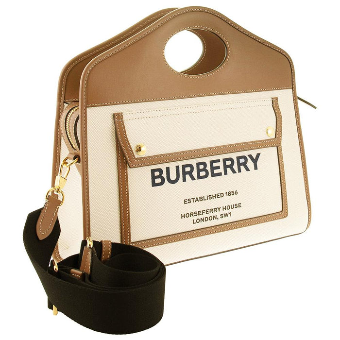 BURBERRY Logo Pocket Small Tote Bag Melt Brown