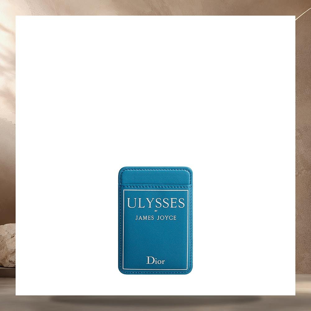 DIOR Light Blue White Embossed Calfskin Magnetic Card Holder 2BTCH203GUTH511