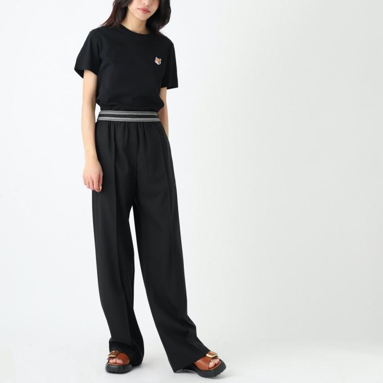 Maison Kitsune Fox Head Logo Black Short Sleeve T-Shirt Women
