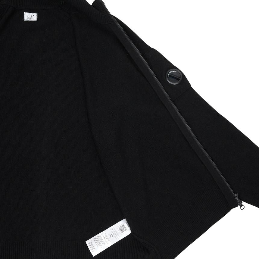 CP Company Men’s Zip-Up Knit Cardigan Black