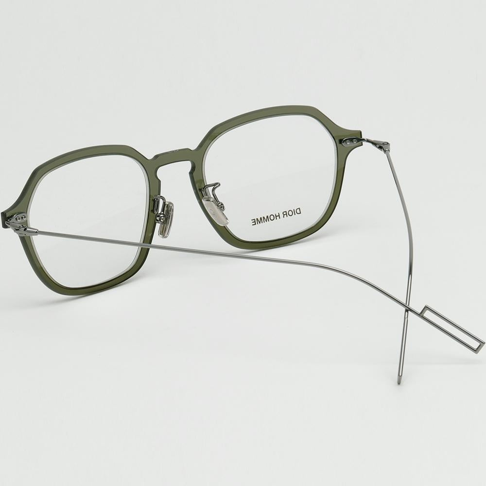 DIOR Green Transparent Acetate Square Eyeglass Frames Unisex DIORDISAPPEAR04 1ED