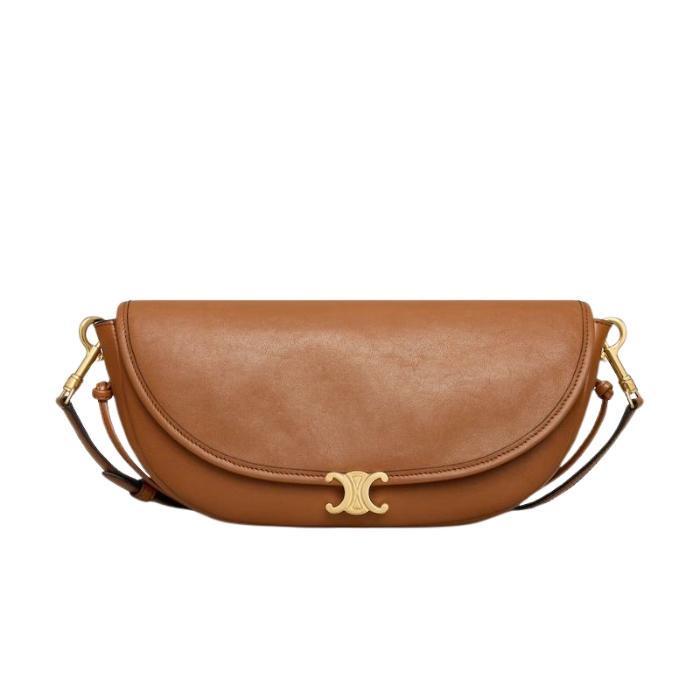 CELINE Little Half Moon Soft Triomphe Supple Shiny Lambskin Shoulder Bag