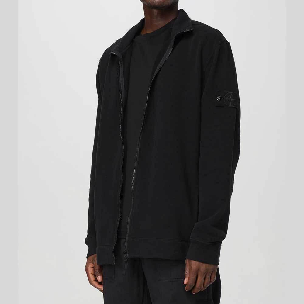STONE ISLAND Stretch Cotton Fleece Track Jacket Black Men's Jacket