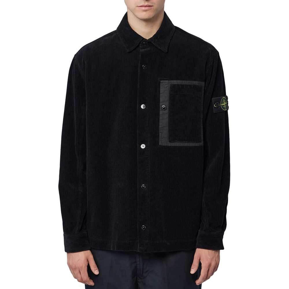 STONE ISLAND Organic Cotton Corduroy Overshirt Jacket Black Men