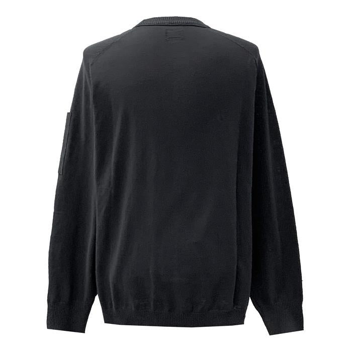 CP Company Cotton Crepe Round Neck Knit Sweater with Lens Patch