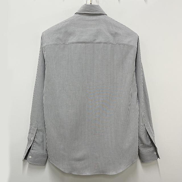 AMI Heart Logo Button-Down Stripe Long Sleeve Shirt