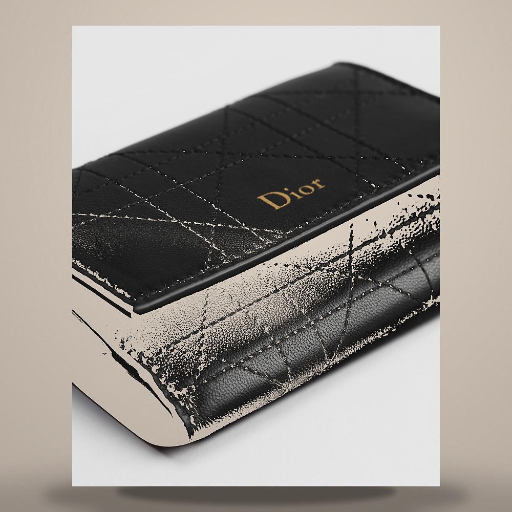 DIOR Trianon Black Cannage Lambskin Flat Card Holder