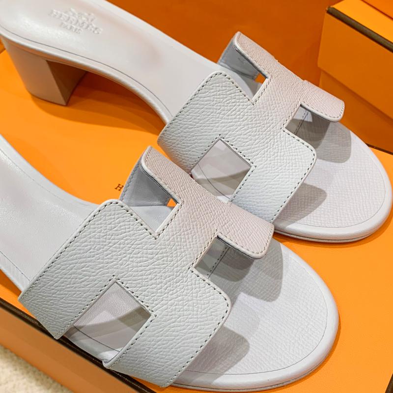 HERMES Oasis Sandals Epsom Calfskin Matte White