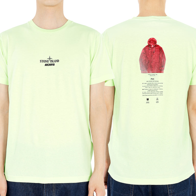 STONE ISLAND Green Graphic Print Short Sleeve T-Shirt Men