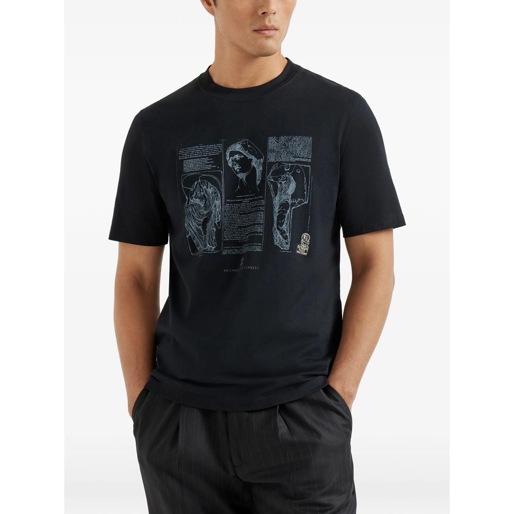 Brunello Cucinelli Men's Graphic Print Cotton Short-Sleeve T-Shirt