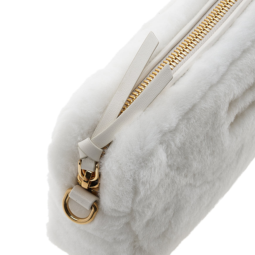 Miu Miu Logo Fluffy Shoulder Bag Black Women’s