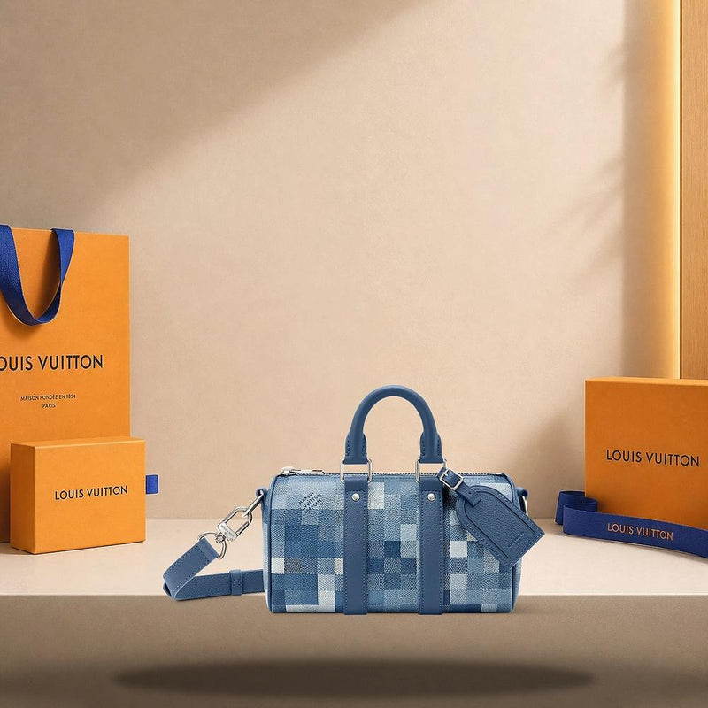 Louis Vuitton Indigo Blue Keepall Bandouliere 25 Tote Bag M28600