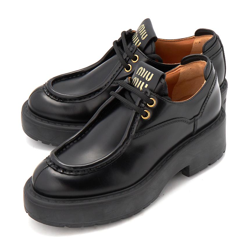 Miu Miu Black Leather Loafers for Women