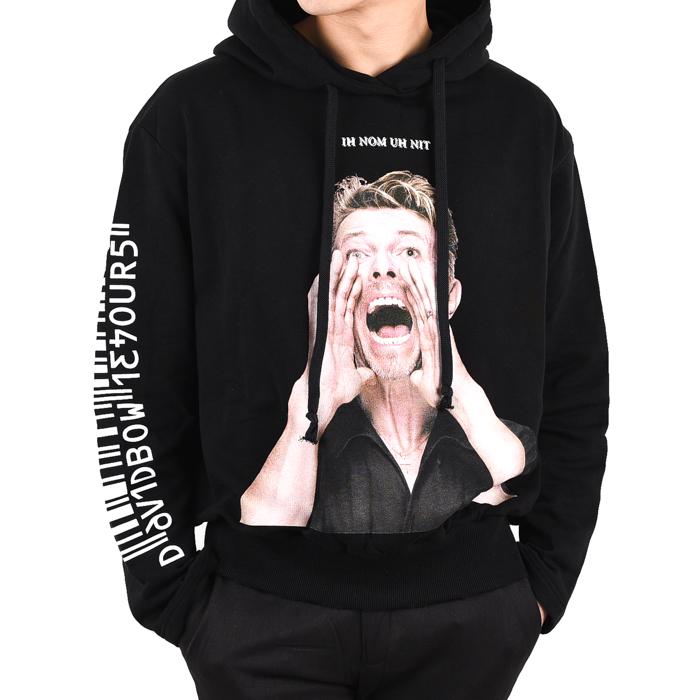 IH NOM UH NIT Bowie Barcode Logo Print Hooded T-Shirt for Men