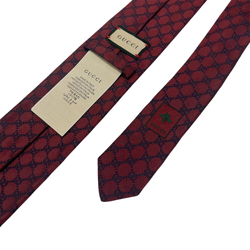 GUCCI Burgundy Logo Silk Tie for Men 456524 4B002 6068 GG