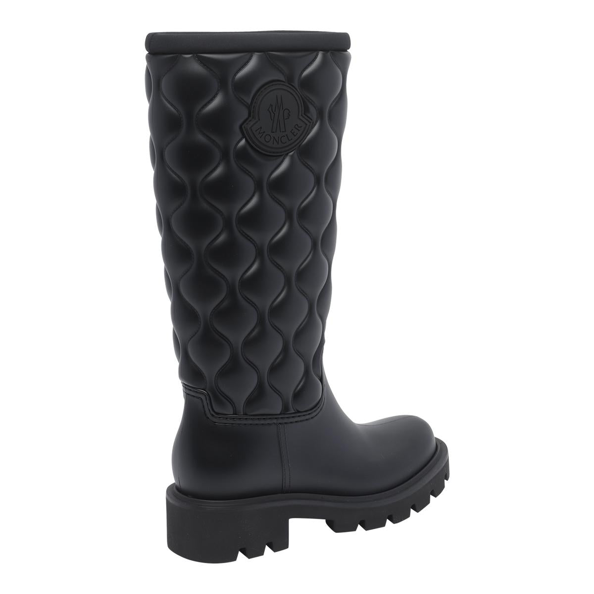 Moncler Black Leather Mid-Calf Ankle Boots
