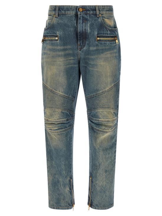Balmain Blue Denim Jeans for Men GH1MI105DG106AW BLUE WASHED DOM