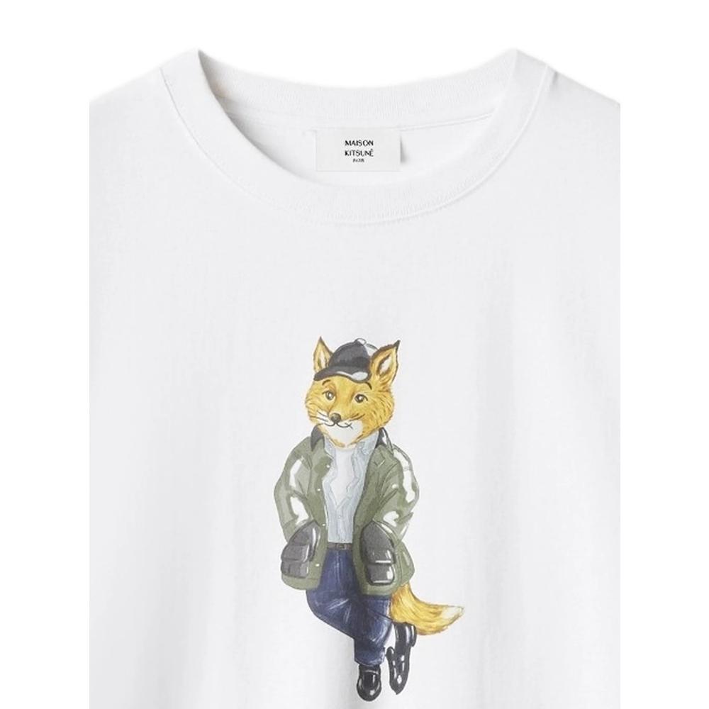 Maison Kitsune White Short Sleeve T-Shirt for Men