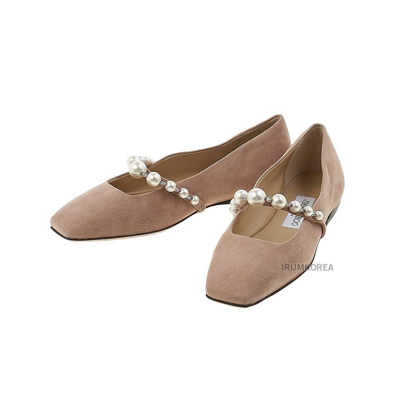 Jimmy Choo Suede ADE Flat Shoes Ballet Pink White Women’s