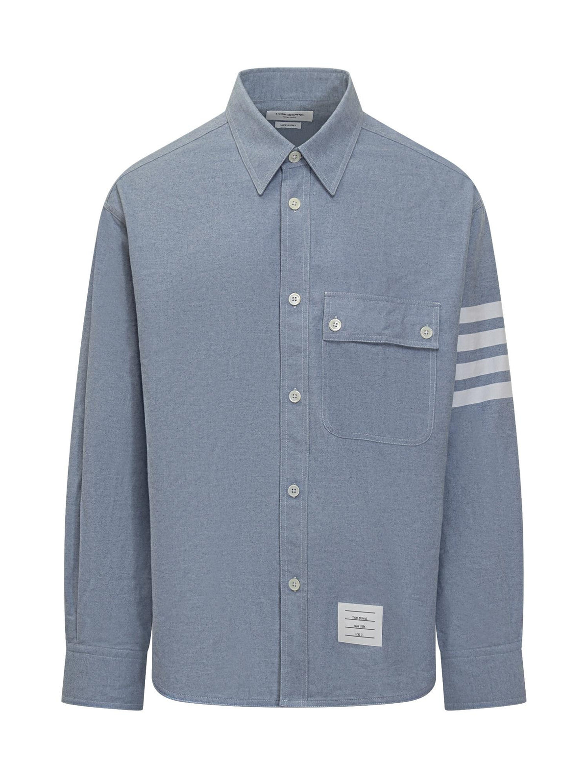 THOM BROWNE Navy Cotton Long Sleeve Dress Shirt