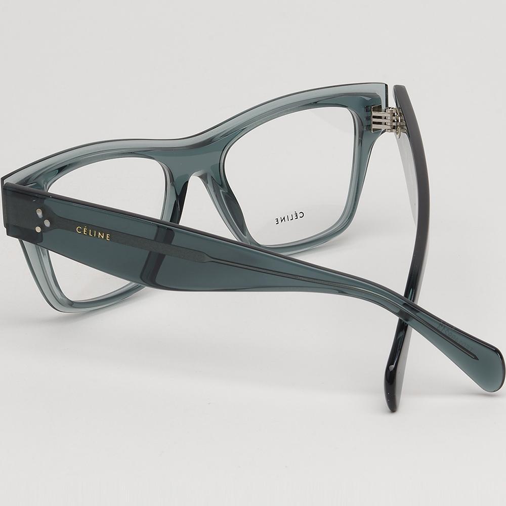 CELINE Deep Green Transparent Square Acetate Eyeglass Frames Unisex CL50014I 098