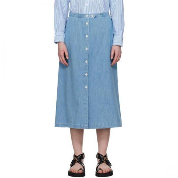 A.P.C. Deauville Midi Skirt Beige Cotton Blend