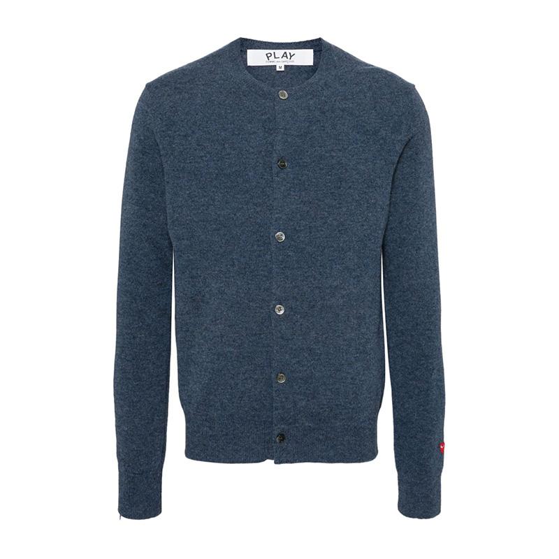 Comme des Garcons Small Red Heart Wool Cardigan Navy AX N091 051 1