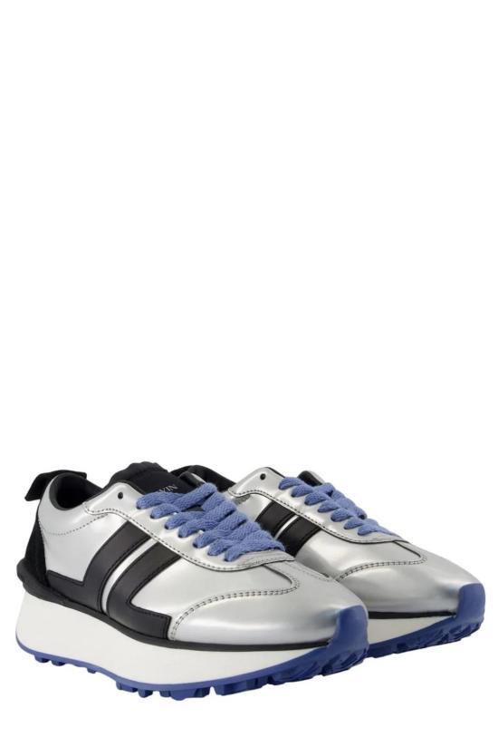 Lanvin Leather Low-Top Sneakers for Men FUSKBUMPMETAH25M210 SILVER BLACK DOM